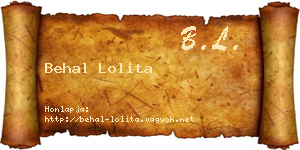 Behal Lolita névjegykártya